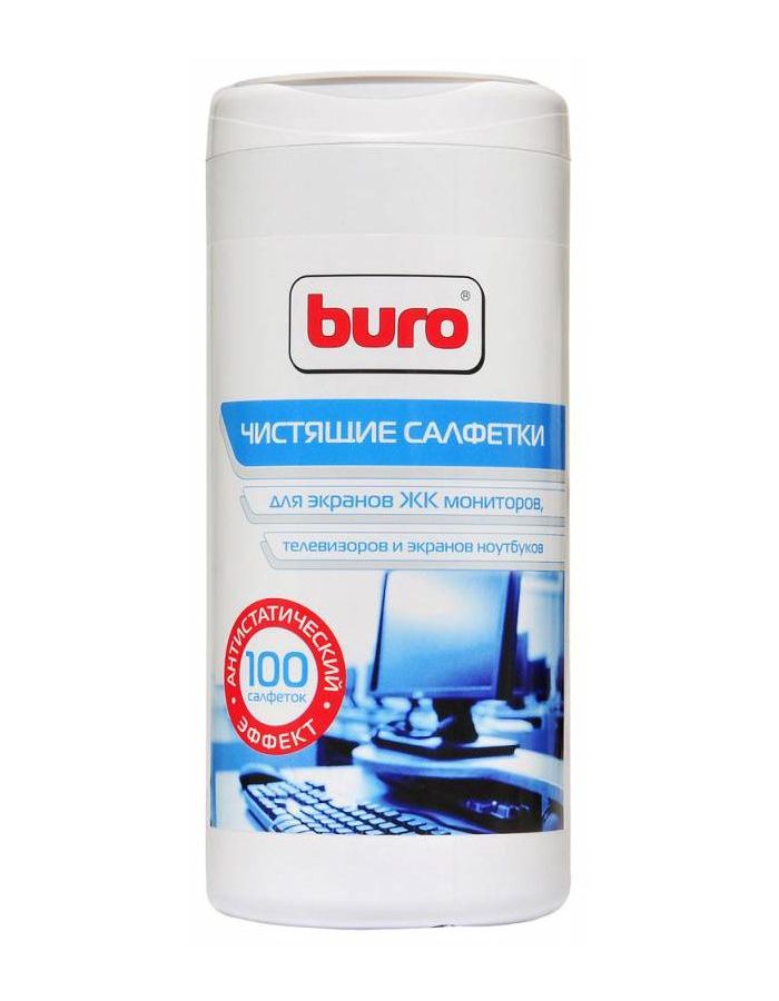 Салфетки Buro BU-Tscreen для экранов мониторов/плазменных/ЖК телевизоров/ноутбуков туба 100шт влажных от Kotofoto
