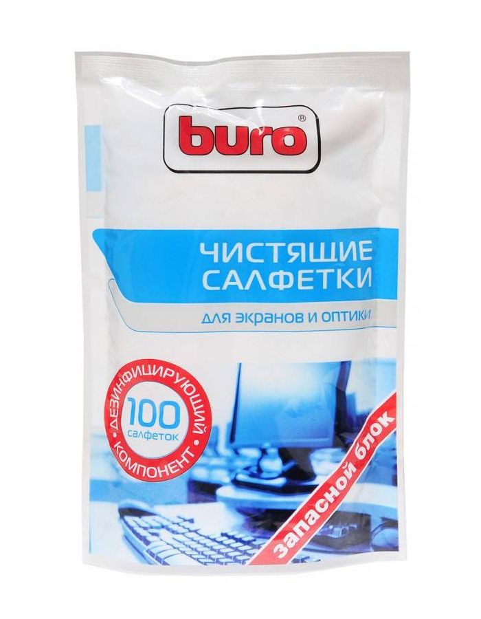 Салфетки Buro BU-Zscreen для экранов мониторов/плазменных/ЖК телевизоров/ноутбуков мягкая упаковка 100шт влажных кронштейн для мониторов жк buro bu m051 m черный