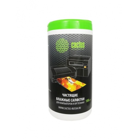 Салфетки Cactus CS-T1002 для компьютеров и оргтехники туба 100шт влажных