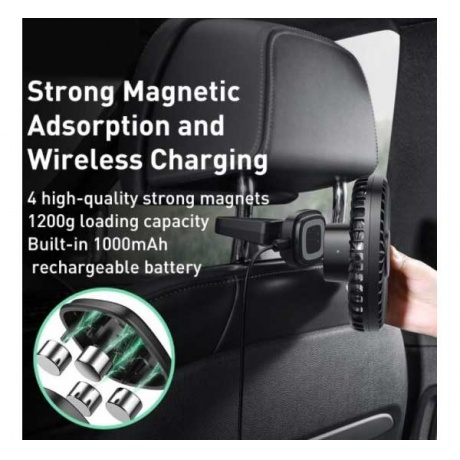 Вентилятор портативный Baseus Natural Wind Magnetic Rear Seat Fan (CXZR-01) Black - фото 8
