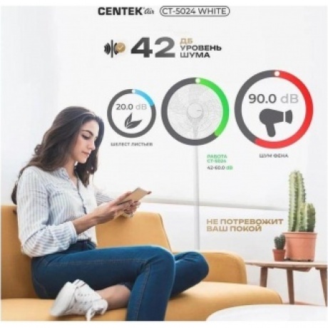 Вентилятор напольный Centek CT-5024 65Вт скоростей:4 ПДУ белый - фото 18