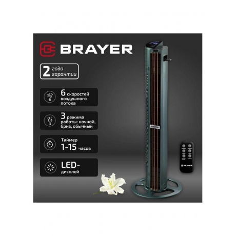 Вентилятор Brayer BR4976 серый - фото 2