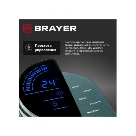 Вентилятор Brayer BR4976 серый - фото 4