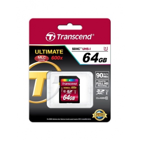 Карта памяти Transcend SDXC UHS-I Card 64GB Class10, 600X - фото 2