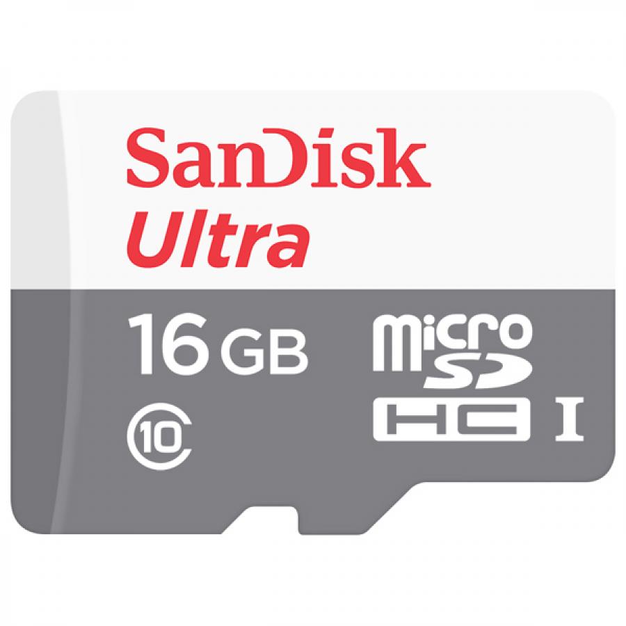Карта памяти Sandisk microSDHC 16Gb Class10 (SDSQUNS-016G-GN3MA) Ultra 80 - фото 1