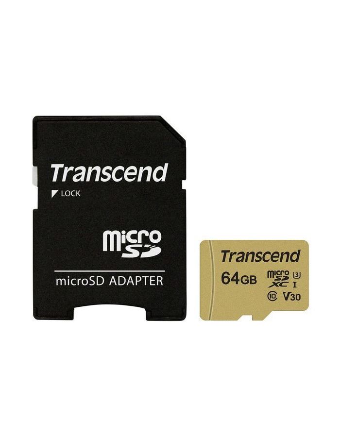 Карта памяти Transcend 64GB UHS-I U3 microSD with Adapter MLC карта памяти transcend uhs i u3 microsd 32gb ts32gusd500s