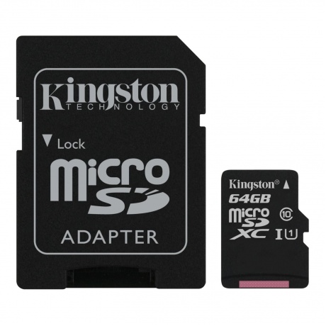 Карта Памяти micro SDXC 64Gb Kingston Canvas Select UHS-I + ADP (80/10 Mb/s) - фото 1