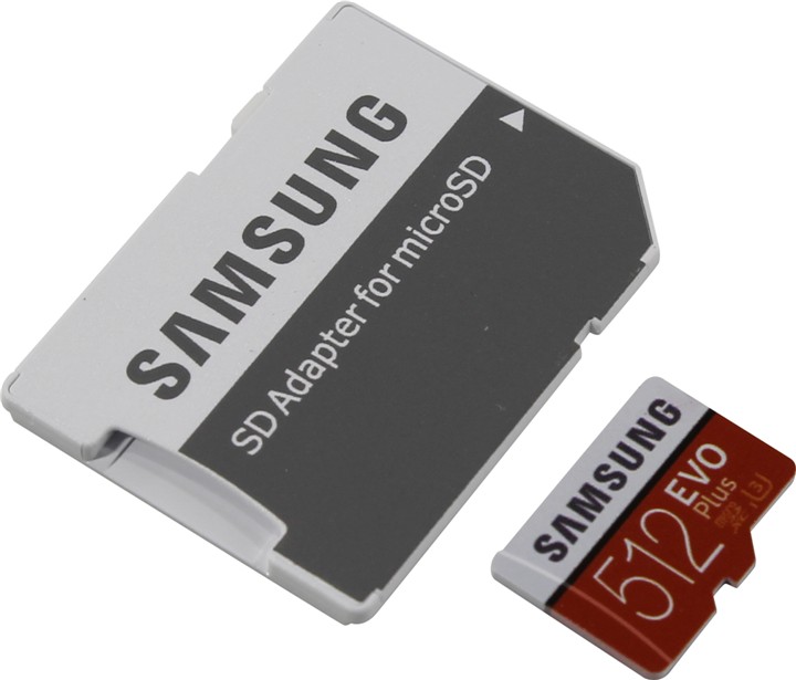 Карта памяти Samsung micro SDXC 512Gb EVO Plus V2 UHS-I U3 + ADP (MB-MC512GA/RU)