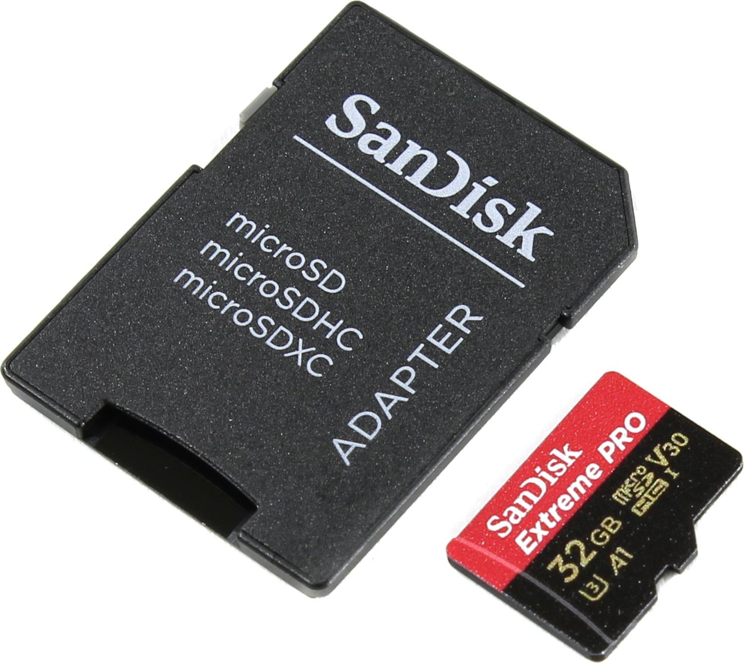 цена Карта памяти Sandisk micro SDHC 32Gb Extreme Pro UHS-I U3 V30 A1 + ADP (100/90 MB/s)