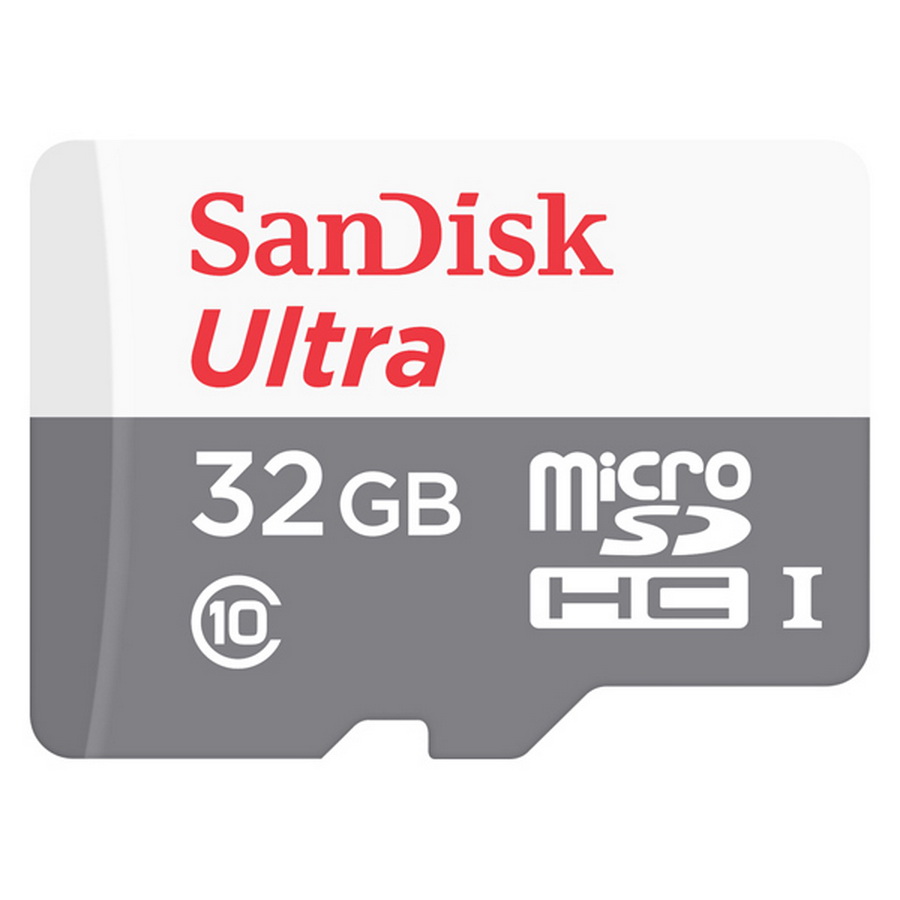 Карта Памяти micro SDHC 32Gb Sandisk Ultra Class 10 UHS-I (80/10 MB/s) SDSQUNS-032G-GN3MN - фото 1