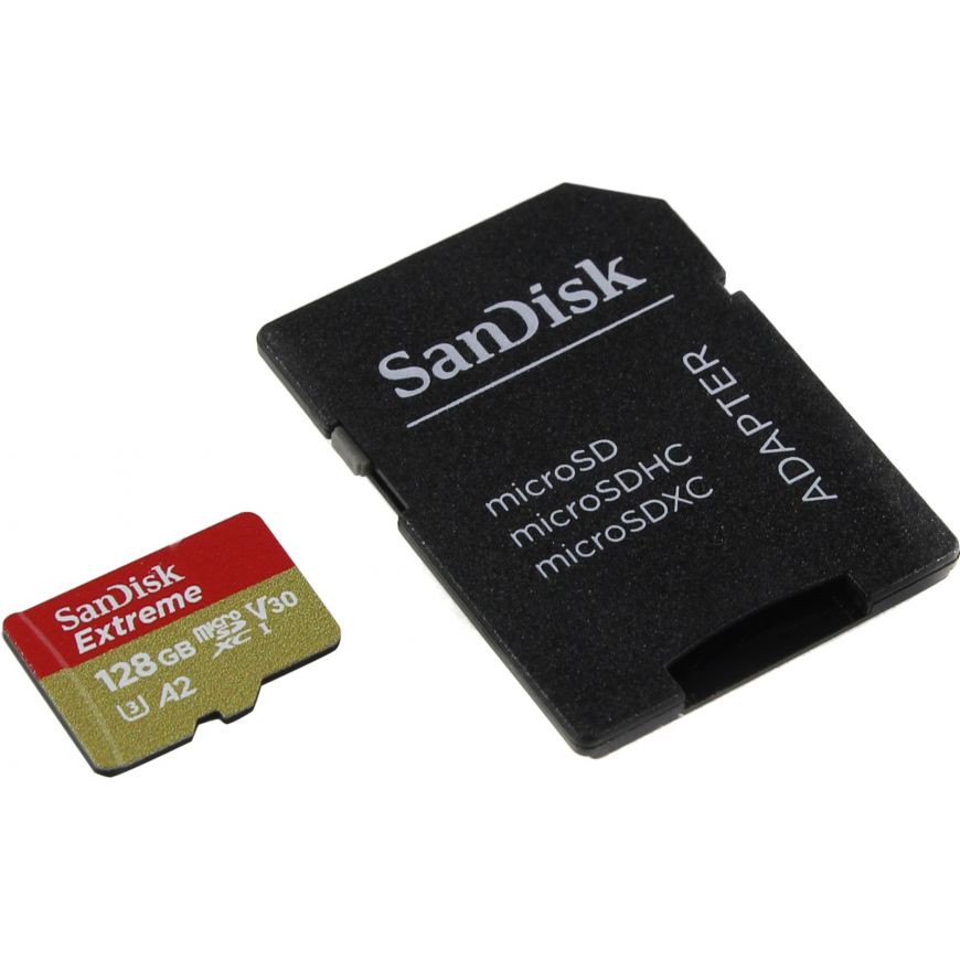 Карта памяти Sandisk micro SDXC 128Gb Extreme UHS-I U3 V30 A2 + ADP (160/90 MB/s) от Kotofoto