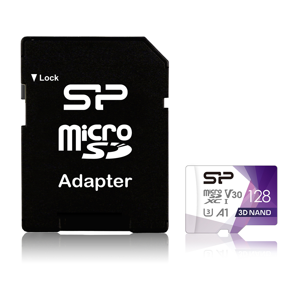Карта памяти Silicon Power micro SDXC 128Gb Superior Pro UHS-I U3 V30 A1 + ADP (100/80 Mb/s)