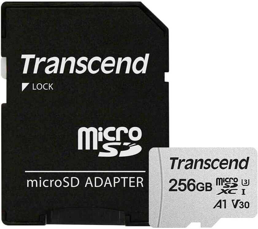 Карта Памяти micro SDXC 256Gb Transcend 300S UHS-I U3 V30 A1 + ADP (90/45 Mb/s)