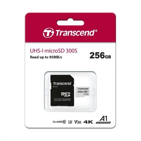 Карта памяти Transcend micro SDXC 256Gb 300S UHS-I U3 V30 A1 + ADP (90/45 Mb/s) - фото 2