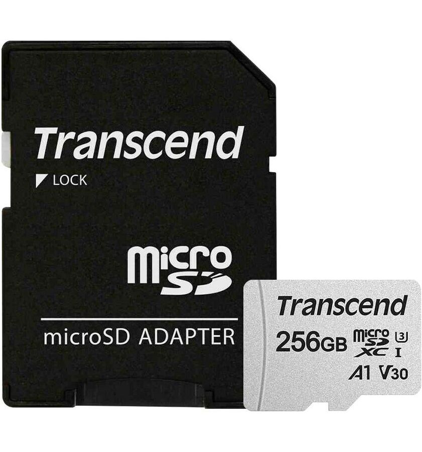 Карта памяти Transcend micro SDXC 256Gb 300S UHS-I U3 V30 A1 + ADP (90/45 Mb/s) карта памяти micro sdxc 128gb transcend 300s uhs i u3 v30 a1 adp 90 45 mb s