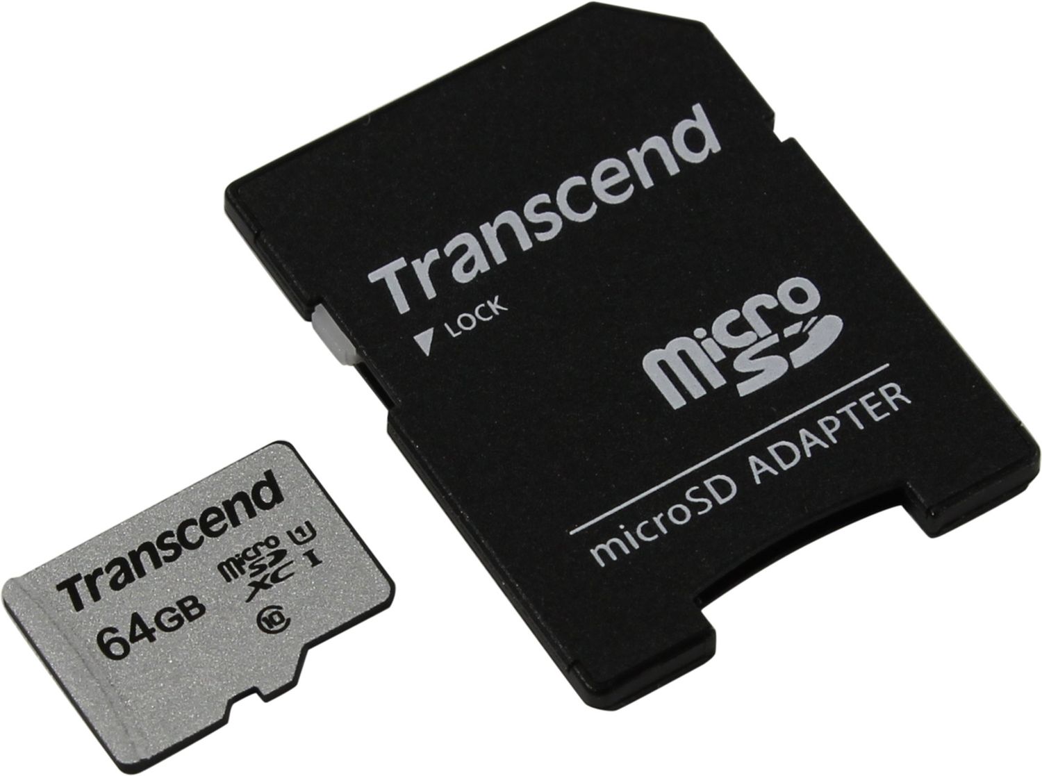 Карта памяти micro SDXC Transcend 64Gb 300S UHS-I U1 + ADP (90/45 Mb/s)