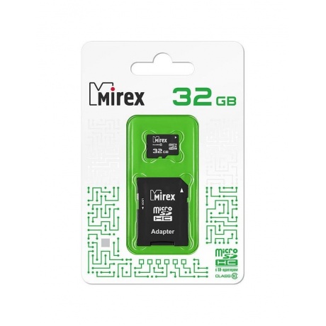 Карта памяти Mirex microSDHC 32Gb Class 10 + SD adapter (13613-AD10SD32) - фото 1