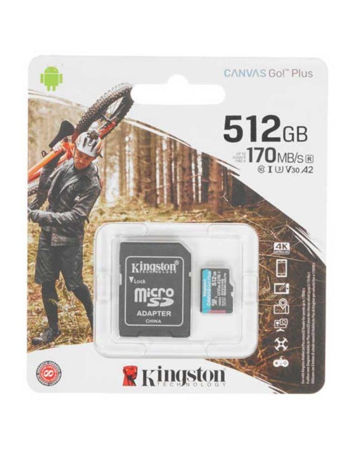 Карта памяти Kingston microSDXC 512Gb Class10 SDCG3/512GB + adapter карта памяти kingston canvas go plus microsdxc 512gb class10 sdcg3 512gb adapter