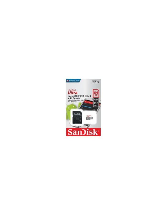 цена Карта памяти SanDisk microSDXC Ultra 64Gb Class 10 (SDSQUNR-064G-GN3MA)