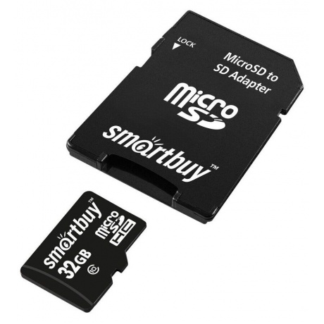 Карта памяти SmartBuy micro SDHC 32Gb Class10 LE + адаптер (SB32GBSDCL10-01LE) - фото 2