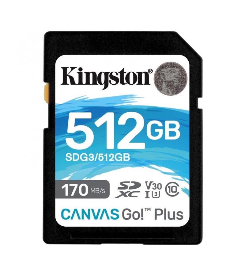 Карта памяти Kingston Canvas 512Gb Go Plus SDXC UHS-I U3 V30 (170/90 Mb/s) карта памяти micro securedigital 512gb sdxc kingston canvas select plus class10 uhs i u3 sdcs2 512gb адаптер