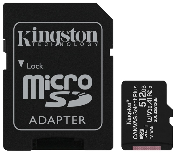 Карта памяти Kingston Canvas 512Gb Select Plus SDXC UHS-I U3 V30 (100/85 Mb/s)