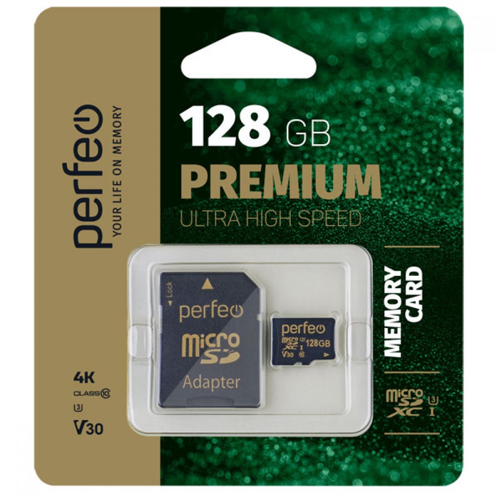 Карта памяти Perfeo microSDXC 128Gb High-Capacity Class 10 UHS-1 V30 PF128GMCSX10V30 - фото 1