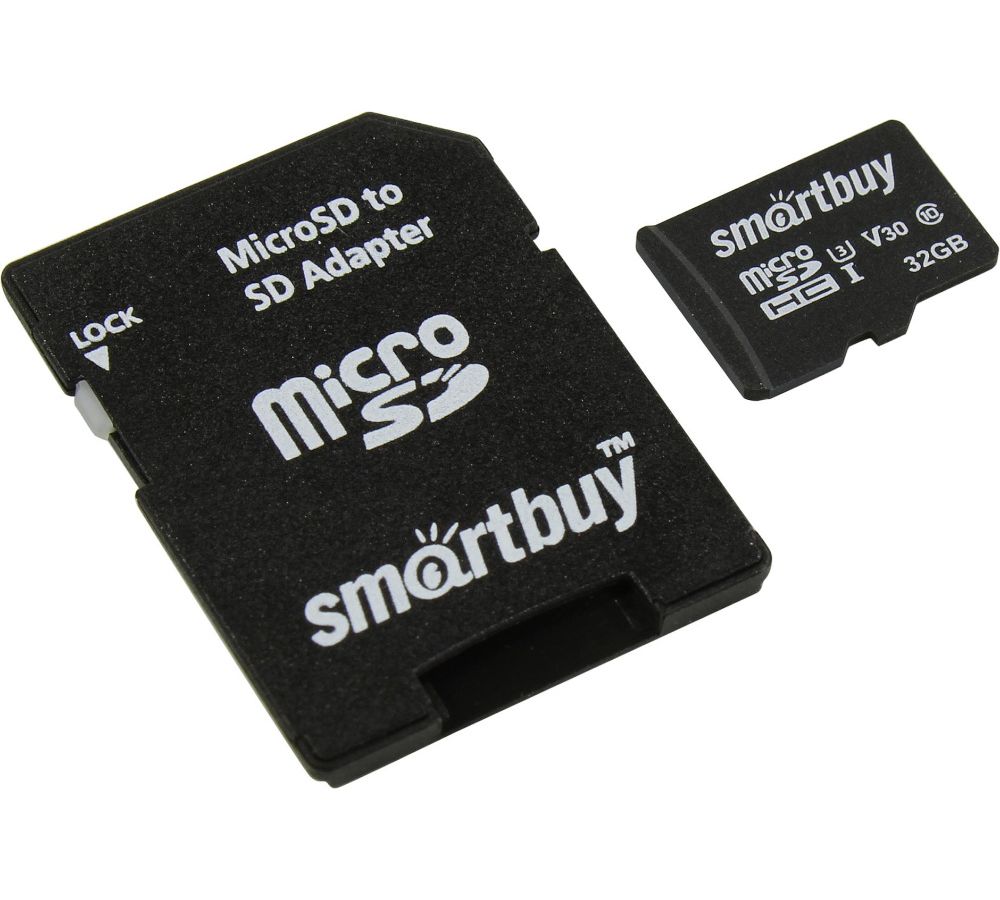 Карта памяти SmartBuy MicroSD 32Gb Class 10 Pro UHS-I U3 SB32GBSDCL10U3L-01  + adapter - фото 1