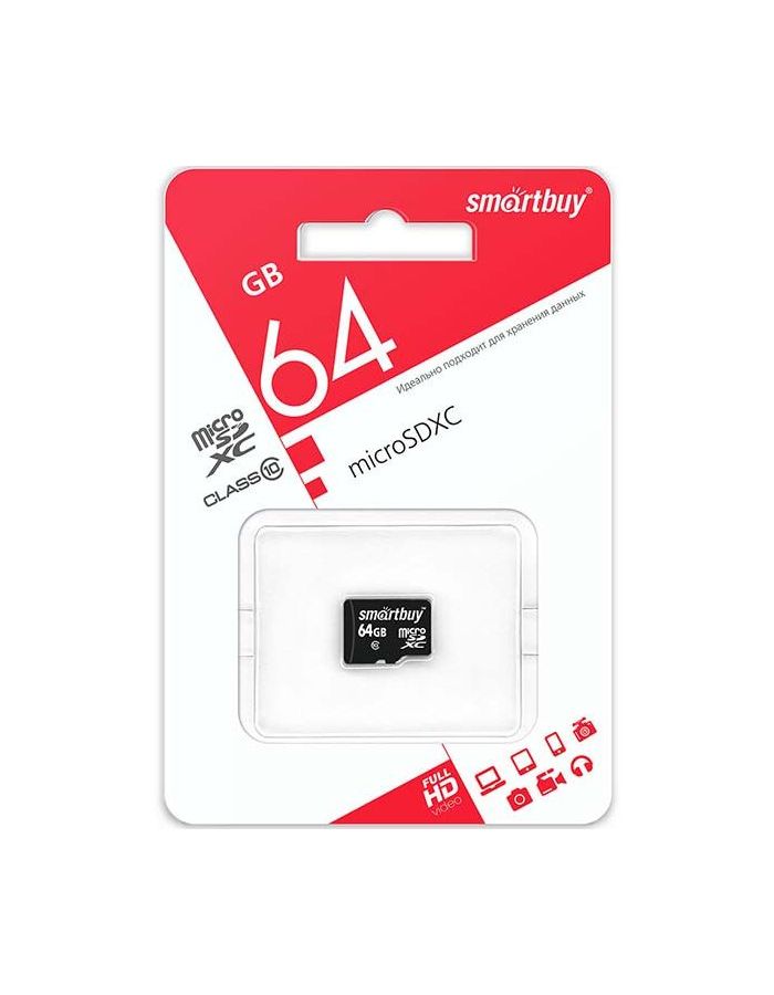 Карта памяти SmartBuy MicroSD 64Gb Class 10 SB64GBSDCL10-00LE цена и фото