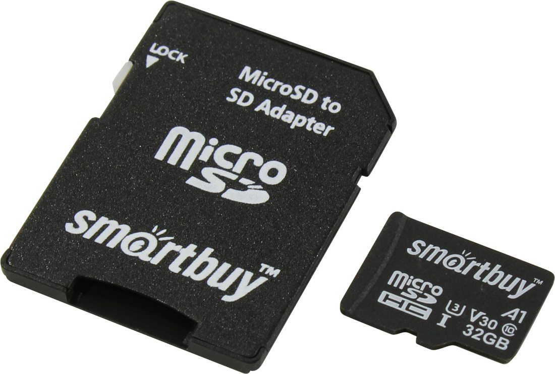 Карта памяти SmartBuy MicroSDHC 32Gb U3 SB32GBSDU1A-AD - фото 1