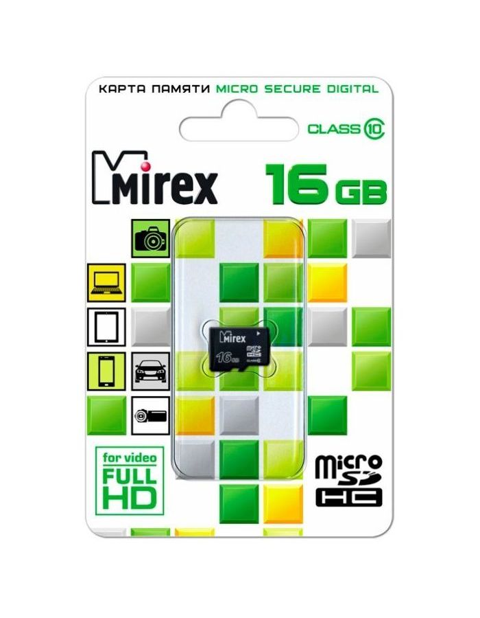 Карта памяти Mirex MicroSDHC 16Gb Class 10 13612-MC10SD16 - фото 1