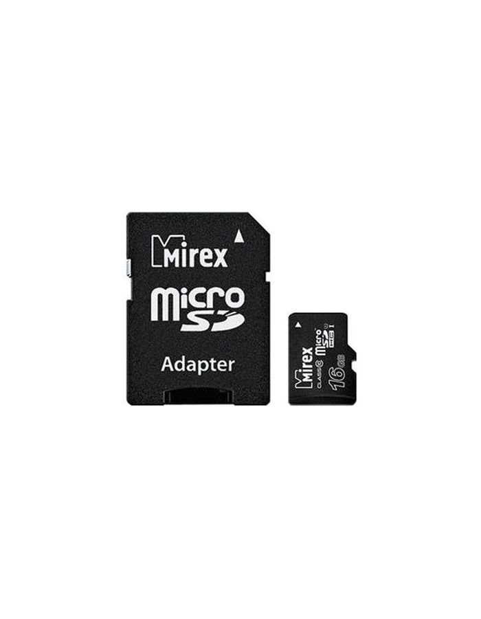 Карта памяти Mirex MicroSD 16Gb Class 10 UHS-I 13613-ADSUHS16  + adapter - фото 1