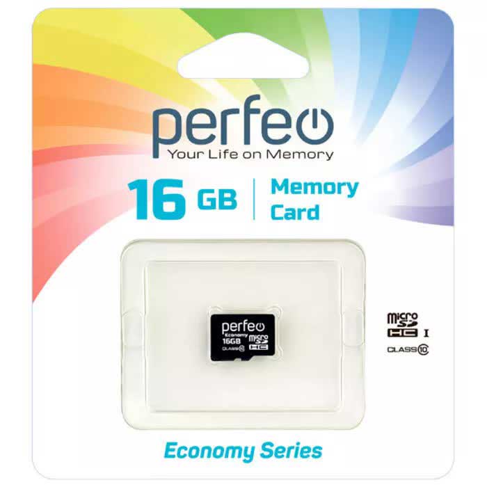 Карта памяти Perfeo microSD 16GB High-Capacity (Class 10) w/o Adapter economy series (PF16GMCSH10ES) от Kotofoto