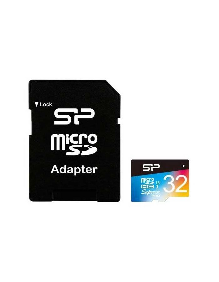 Карта памяти Silicon Power Superior Pro MicroSDHC 32Gb Class 10 (SP032GBSTHDU3V20SP) + адаптером SD - фото 1