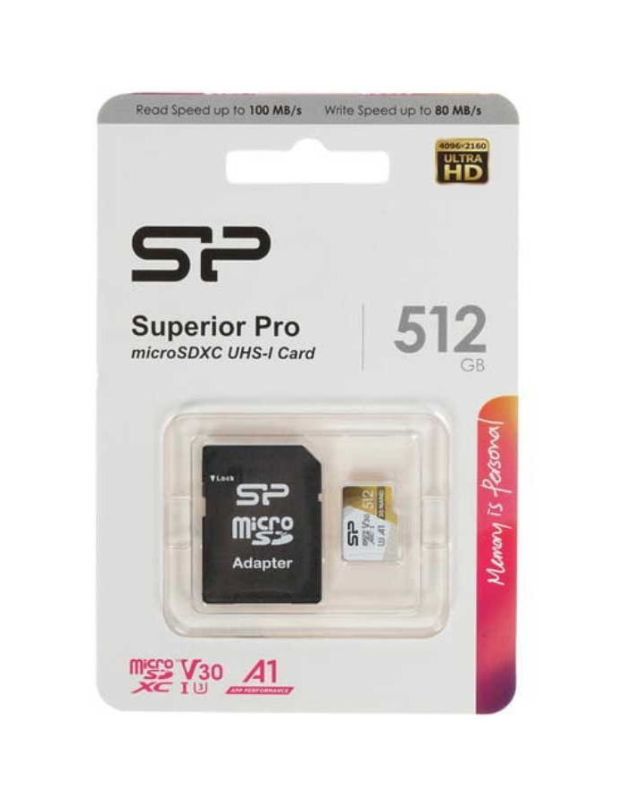 Карта памяти Silicon Superior Pro A1 MicroSDXC 512Gb Class 10 (SP512GBSTXDU3V20AB) + адаптером SD карта памяти 32gb silicon power sp032gbcfc600v10 compact flash card 600x