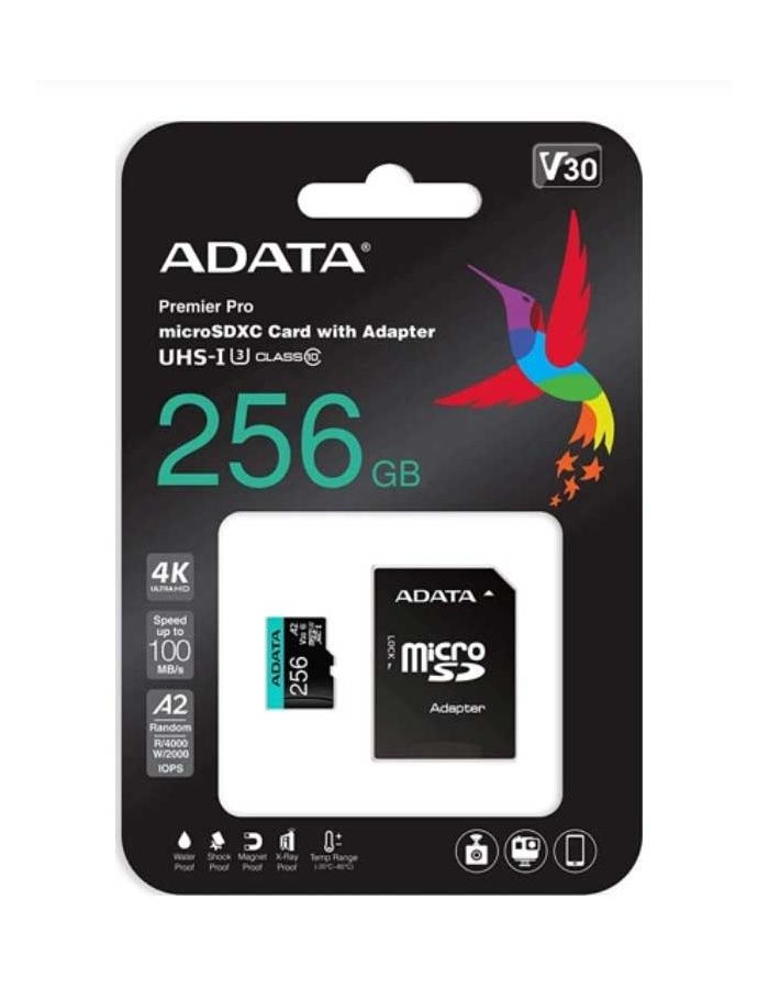 Карта памяти A-Data Micro SDXC 256GB (AUSDX256GUI3V30SA2-RA1) цена и фото