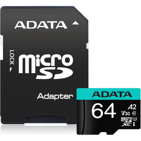 Карта памяти A-Data Micro SDXC 64GB (AUSDX64GUI3V30SA2-RA1)
