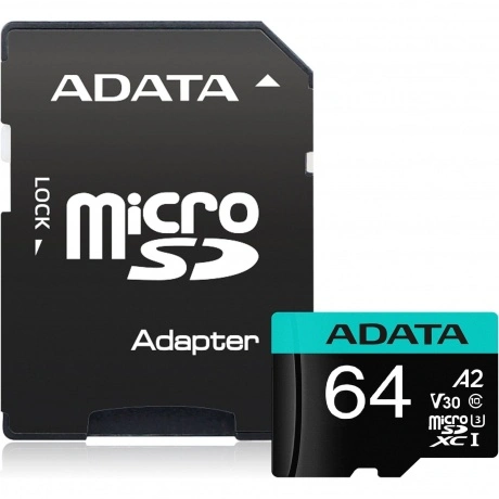 Карта памяти A-Data Micro SDXC 64GB (AUSDX64GUI3V30SA2-RA1)