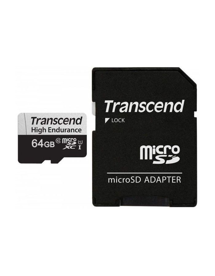 цена Карта памяти Transcend microSD 64GB (TS64GUSD350V) w/ adapter