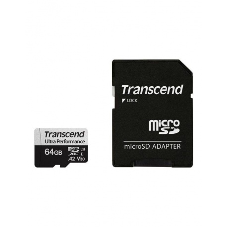 Карта памяти Transcend  microSD 64GB (TS64GUSD340S) w/ adapter - фото 2