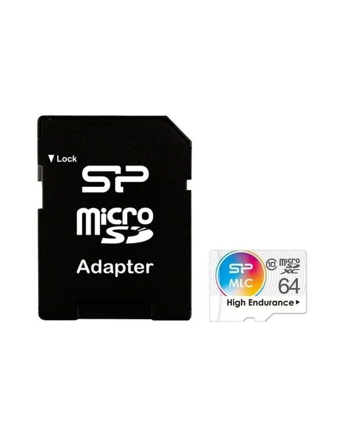 цена Карта памяти microSD 64GB Silicon Power High Endurance microSDXC Class 10 UHS-I U3 (SD адаптер), MLC