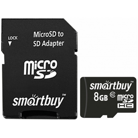 Карта памяти Smartbuy SDHC 8Гб Class 10 (SB8GBSDCL10-01) SD адаптер - фото 1