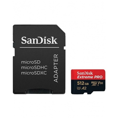 Карта памяти Sandisk Extreme Pro microSDXC 512GB + SD Adapter SDSQXCD-512G-GN6MA - фото 1