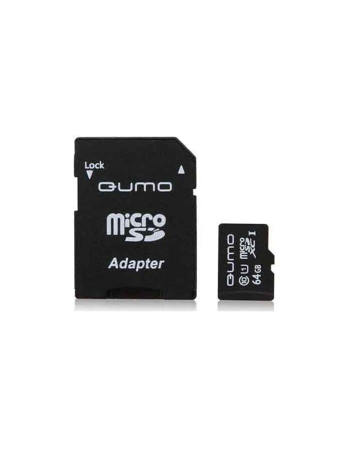 цена Карта памяти QUMO MicroSDXC 64Gb Сlass 10 UHS-I + ADP (QM64GMICSDXC10U1)