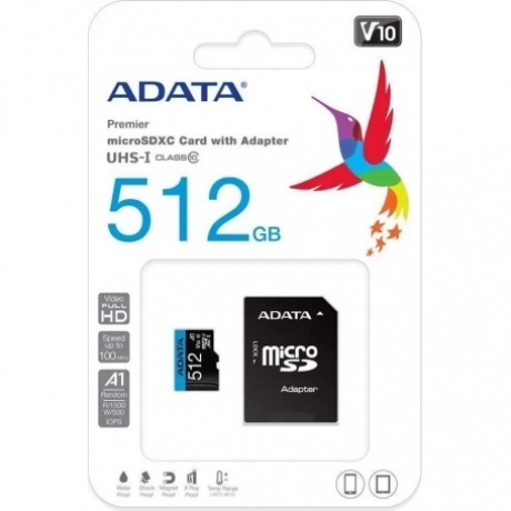 Карта памяти A-Data 512GB Premier microSDXC UHS-I Class 1 (AUSDX512GUICL10A1-RA1) - фото 3