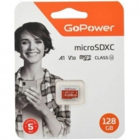 Карта памяти microSD GoPower 128GB Class10 UHS-I (U3) (00-000256...