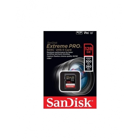 Карта памяти SanDisk 128Gb Extreme Pro SDXC UHS-II U3 (300/260 MB/s) - фото 3