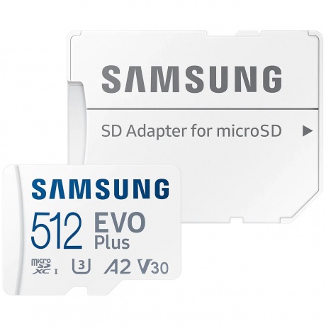 Карта памяти Samsung micro SDXC EVO+ 512GB 3, V30, A2 + adapter (MB-MC512KA/EU) - фото 1