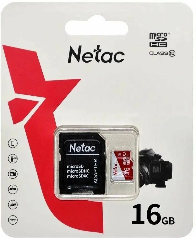 Карта памяти microSDHC 16GB Netac P500 ECO (NT02P500ECO-016G-R) (с SD адаптером) - фото 1