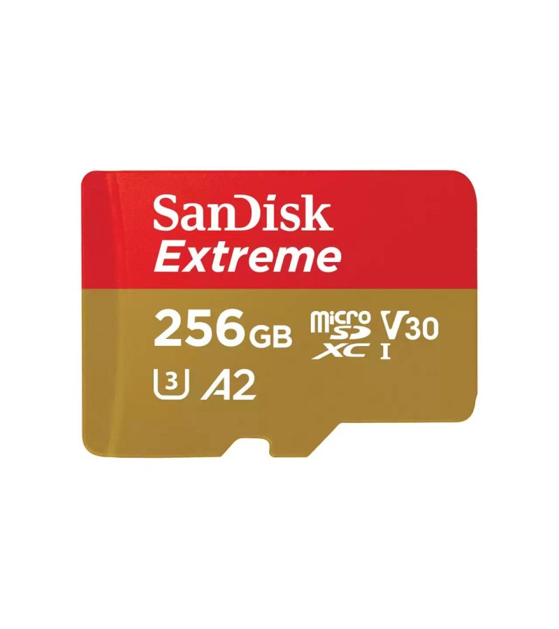 Карта памяти microSDXC 256GB SanDisk EXTREME Class 10, UHS-I, W130, R 190 МБ/с, (SDSQXAV-256G-GN6MN) без адаптера на SD